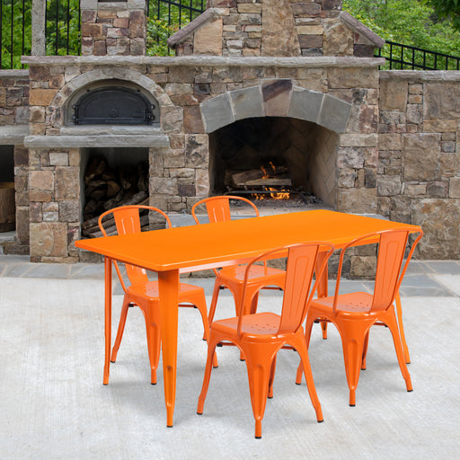 31.5x63 Orange Metal Table Set