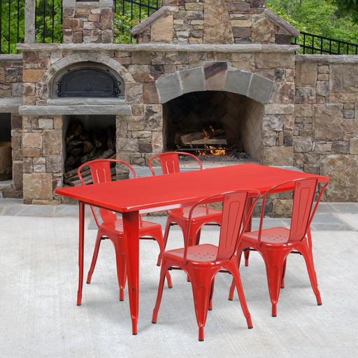 31.5x63 Red Metal Table Set