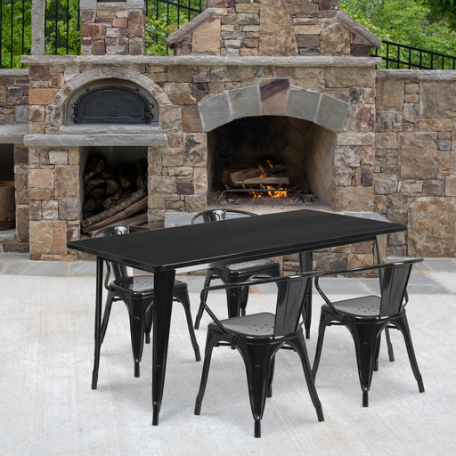 31.5x63 Black Metal Table Set