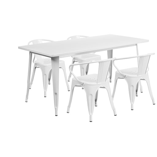 31.5x63 White Metal Table Set