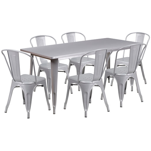 31.5x63 Silver Metal Table Set