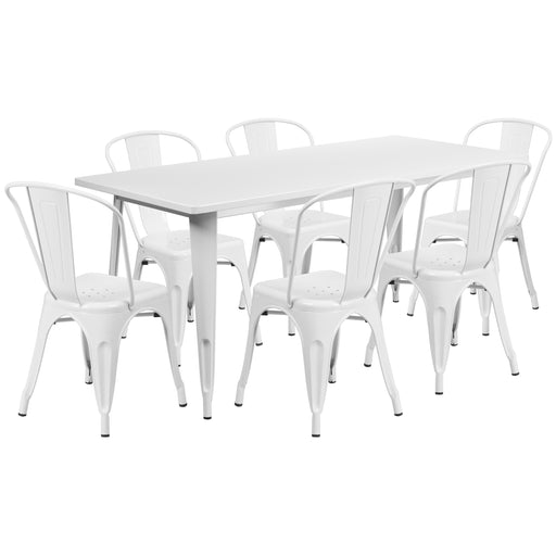 31.5x63 White Metal Table Set