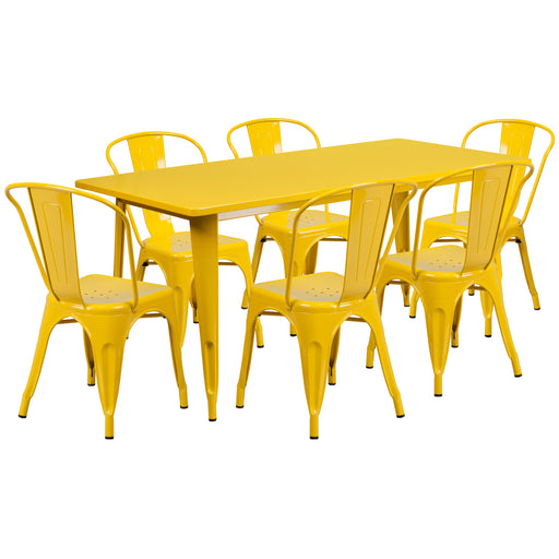 31.5x63 Yellow Metal Table Set