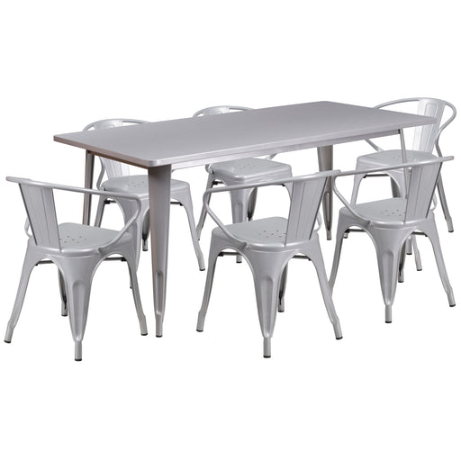 31.5x63 Silver Metal Table Set