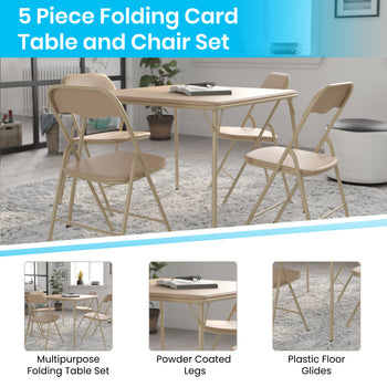 5PC Tan Fold Card Table Set