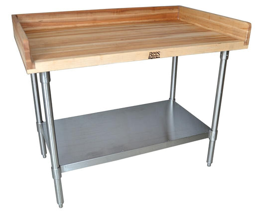 BK Resources MBTG-7236 Hard Maple Bakers Top Table with Galvanized Undershelf, Oil Finish 72 x 36