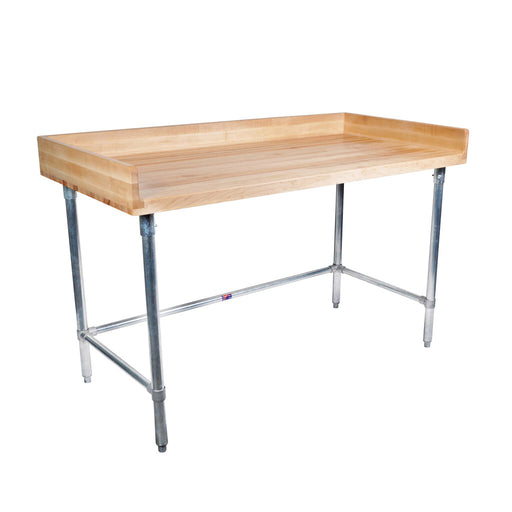 BK Resources MBTGOB-7230 Hard Maple Bakers Top Table with Galvanized Open Base, Oil Finish 72L x 30W