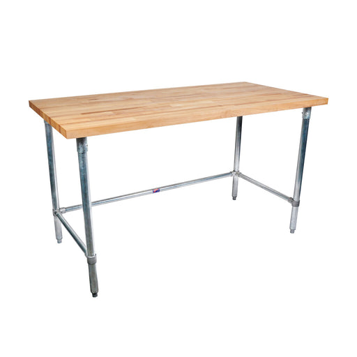 BK Resources MFTSOB-6030 Hard Maple Table Open Base, Stainless Steel Legs Oil Finish 60" L x 30" W