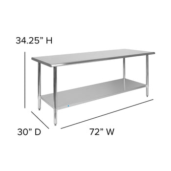 72" Stainless Steel Work Table
