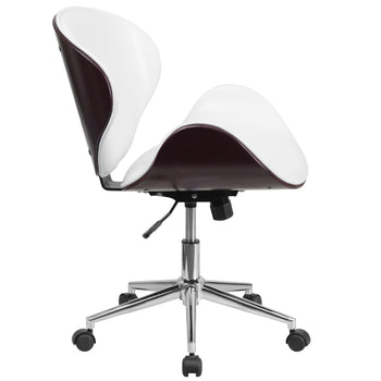 White/Mahogany Mid-Back Chair