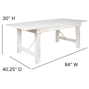 7'x40" White Farm Table