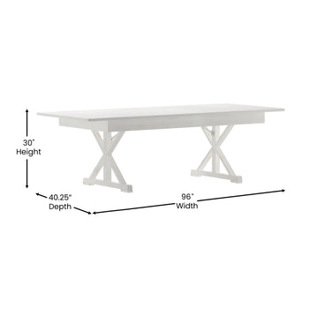 8'x40" RUS/WH X-Leg Farm Table