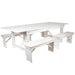 8'x40" White Table/4 Bench Set