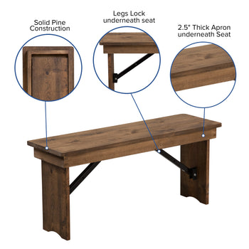 8'x40" Farm Table/6 Bench Set