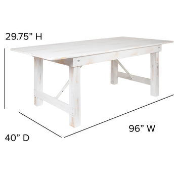 8'x40" White Table/6 Bench Set