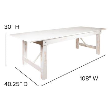 9'x40" White Table/2 Bench Set
