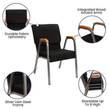 Black Fabric Church Arm Chair