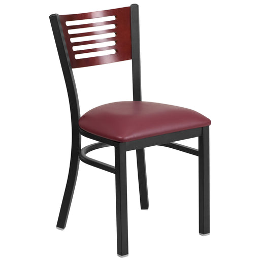 Bk/Mah Slat Chair-Burg Seat