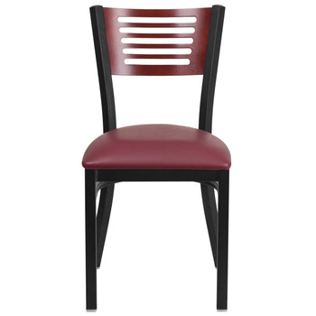 Bk/Mah Slat Chair-Burg Seat