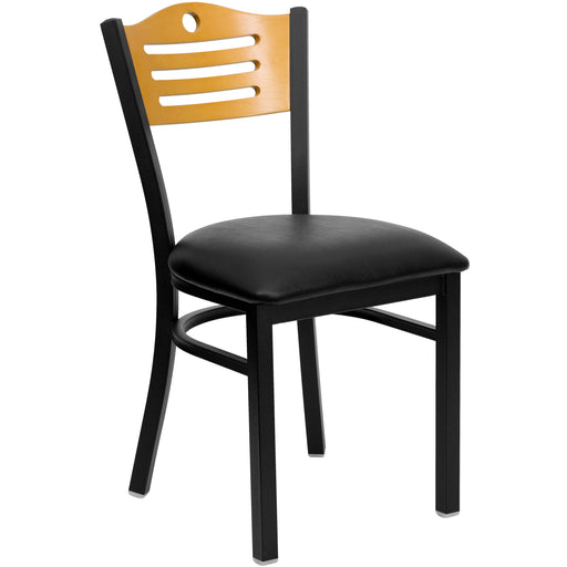 Bk/Nat Slat Chair-Black Seat