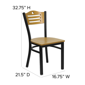 Bk/Nat Slat Chair-Wood Seat