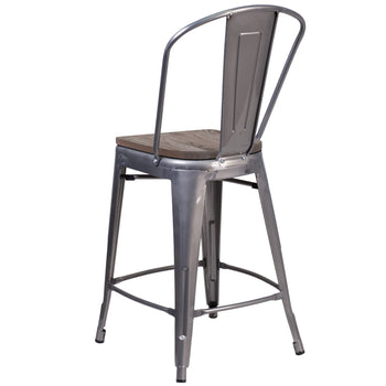 24" Clear Metal Counter Stool
