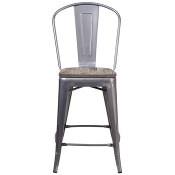 24" Clear Metal Counter Stool