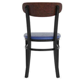 Blue Vinyl/Wood Back Chair