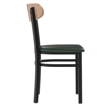 Green Vinyl/Wood Back Chair