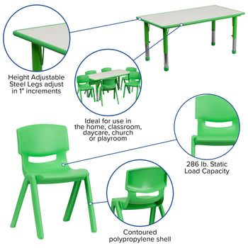 23x47 Green Activity Table Set