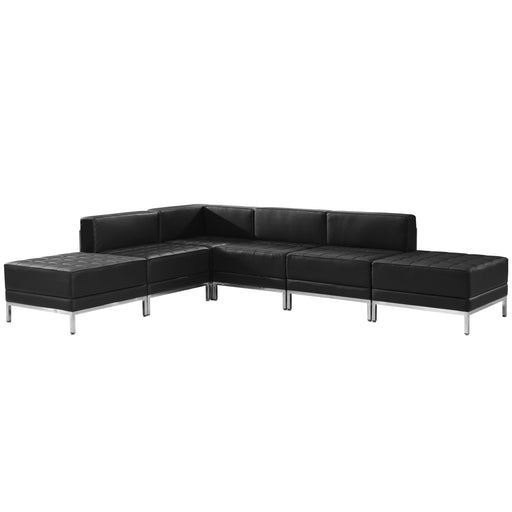 Black Leather Sectional, 6 PC