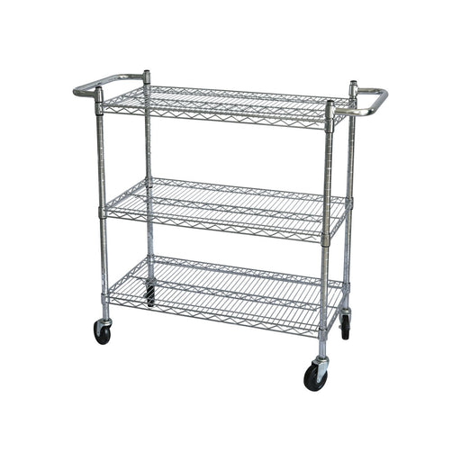 CAC China ACCW-1836S Chrome-Plated 3-Tier Wire Cart 36-inches x 18-inches x 42-inches Height