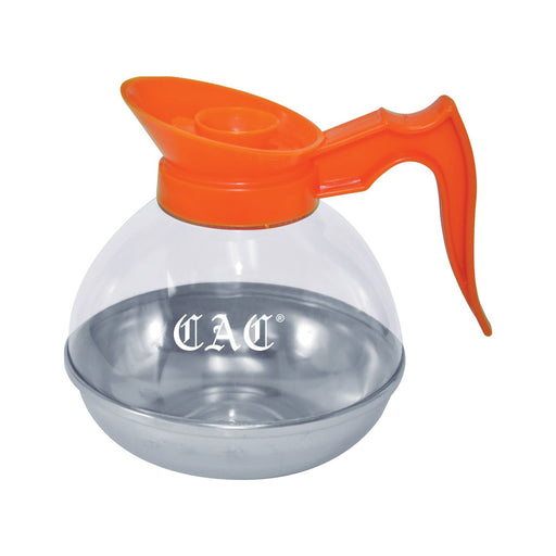 CAC China BVCD-64OR Coffee Decanter Orange 64 oz. Stainless Steel Base