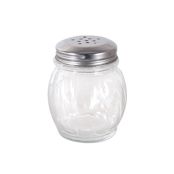 CAC China G5CS-6P 6 oz. Glass Cheese Shaker with Stainless Steel Perf. Cap
