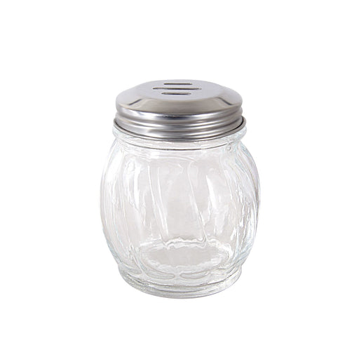 CAC China G5CS-6SL 6 oz. Glass Cheese Shaker with Stainless Steel Slotted Top