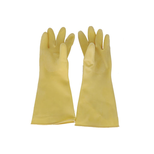CAC China GLLX-2YM Yellow Reusable Latex Glove Medium