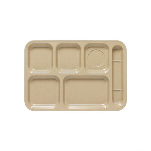 Thunder Group ML802S 14 1/2" X 10" Right Hand 6 Compartment Tray, Sand - Dozen