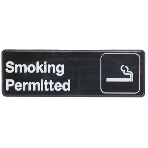 Thunder Group PLIS9312BK 9" X 3" Information Sign With Symbols, Smoking Permitted