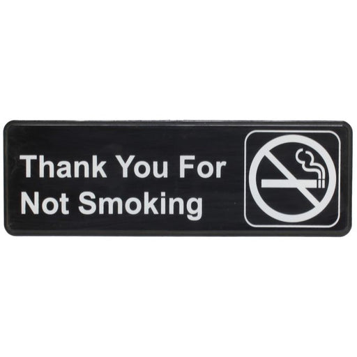 Thunder Group PLIS9318BK 9" X 3" Information Sign With Symbols, Thank You For Not Smoking