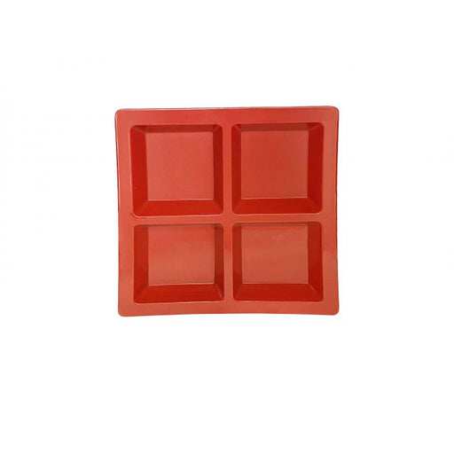 Thunder Group PS5104RD 60 oz, 13 1/2" X 13 1/2" X 1 3/8", Square 4 Section Compartment Tray, Passion Red