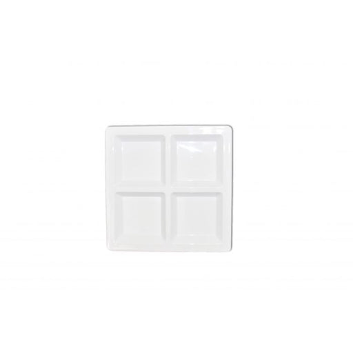 Thunder Group PS5104W 60 oz, 13 1/2" X 13 1/2" X 1 3/8", Square 4 Section Compartment Tray, Passion White