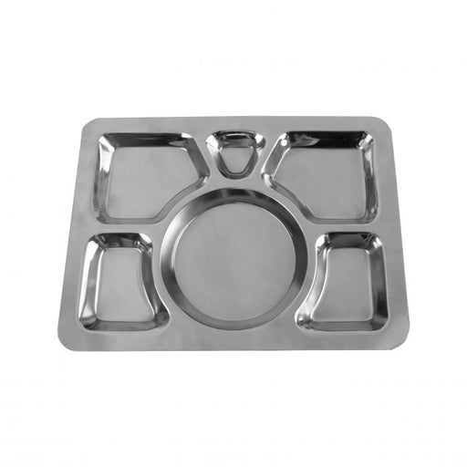 Thunder Group SLCST006 11 3/8" X 15 3/8", 6-Compartment Tray, Stainless Steel