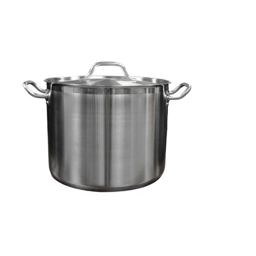 Thunder Group SLSPS4024 24 Qt, 14" Diameter Stock Pot With Lid, Stainless Steel, Encapsulated Base, Dishwasher Safe, Standard Electric, Gas Cooktop, Halogen and Induction Ready, Oven Safe, Heavy-Duty, NSF