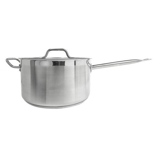 Thunder Group SLSSP4100 10 Qt, 7" Diameter Sauce Pan With Lid, Stainless Steel, Encapsulated Base, Dishwasher Safe, Standard Electric, Gas Cooktop, Halogen and Induction Ready, Oven Safe, Heavy-Duty, NSF