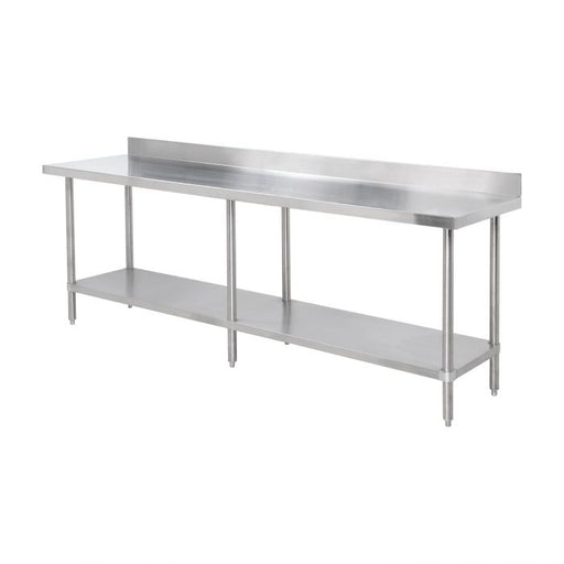Thunder Group SLWT42484F4 24" X 84" X 35", 430 Stainless Steel Worktable, Flat Top With 4" Backsplash - Set