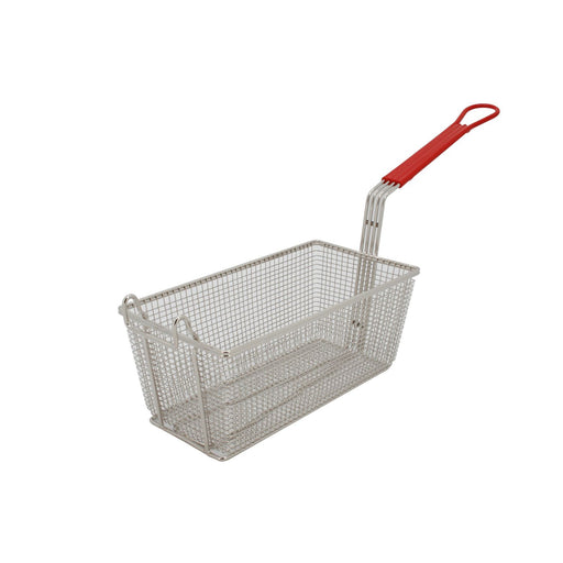 CAC China SPFB-4 Fry Basket Nickel-Plate 12-7/8x6-5/8x5-3/8-inches with Front Hook Red Handle