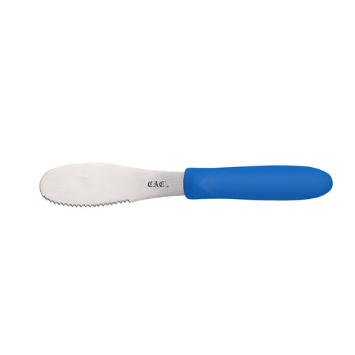 CAC China SPSP-4BL 3-7/8-inches Blade Stainless Steel Serrated Spreader Blue Plastic Handle