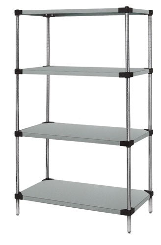Quantum Storage Solutions WRS4-54-1460SS Stainless Solid Shelving Starter Kit 