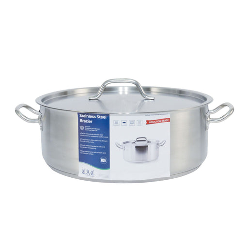 CAC China SSBZ-20 Brazier Stainless Steel with Lid 20 quart