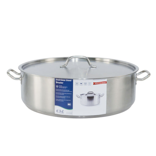CAC China SSBZ-30 Brazier Stainless Steel with Lid 30 quart